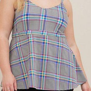 TORRID PASTEL  RAINBOW SPRING BABYDOLL SUPER SOFT POPLIN V-NECK CAMI SZ 2